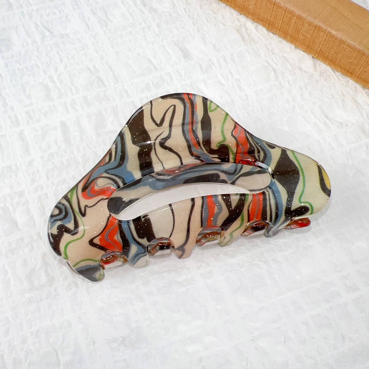 Oil paint-style acrylic gripper hair clips