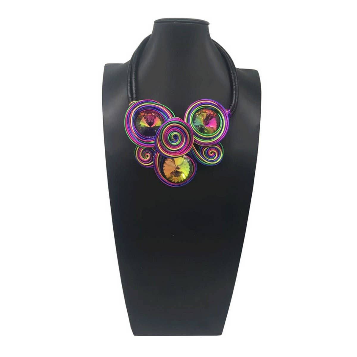 COLORFUL CRYSTAL METAL BRAIDED HANDMADE NECKLACE