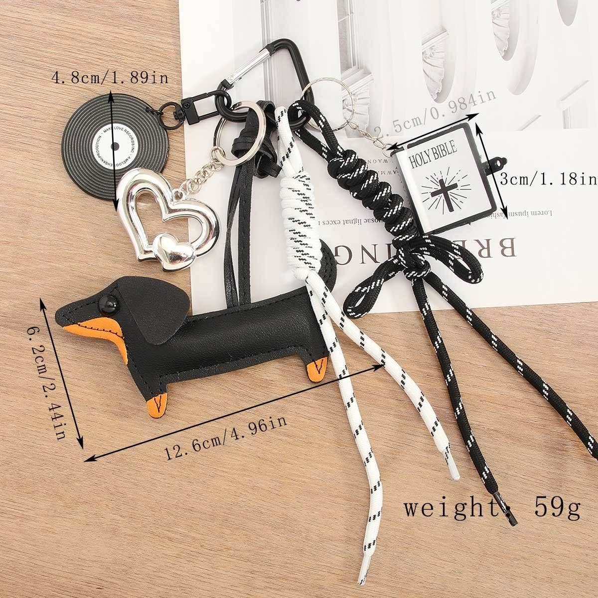 Dachshund PU Keychain with Book & Tennis Cord