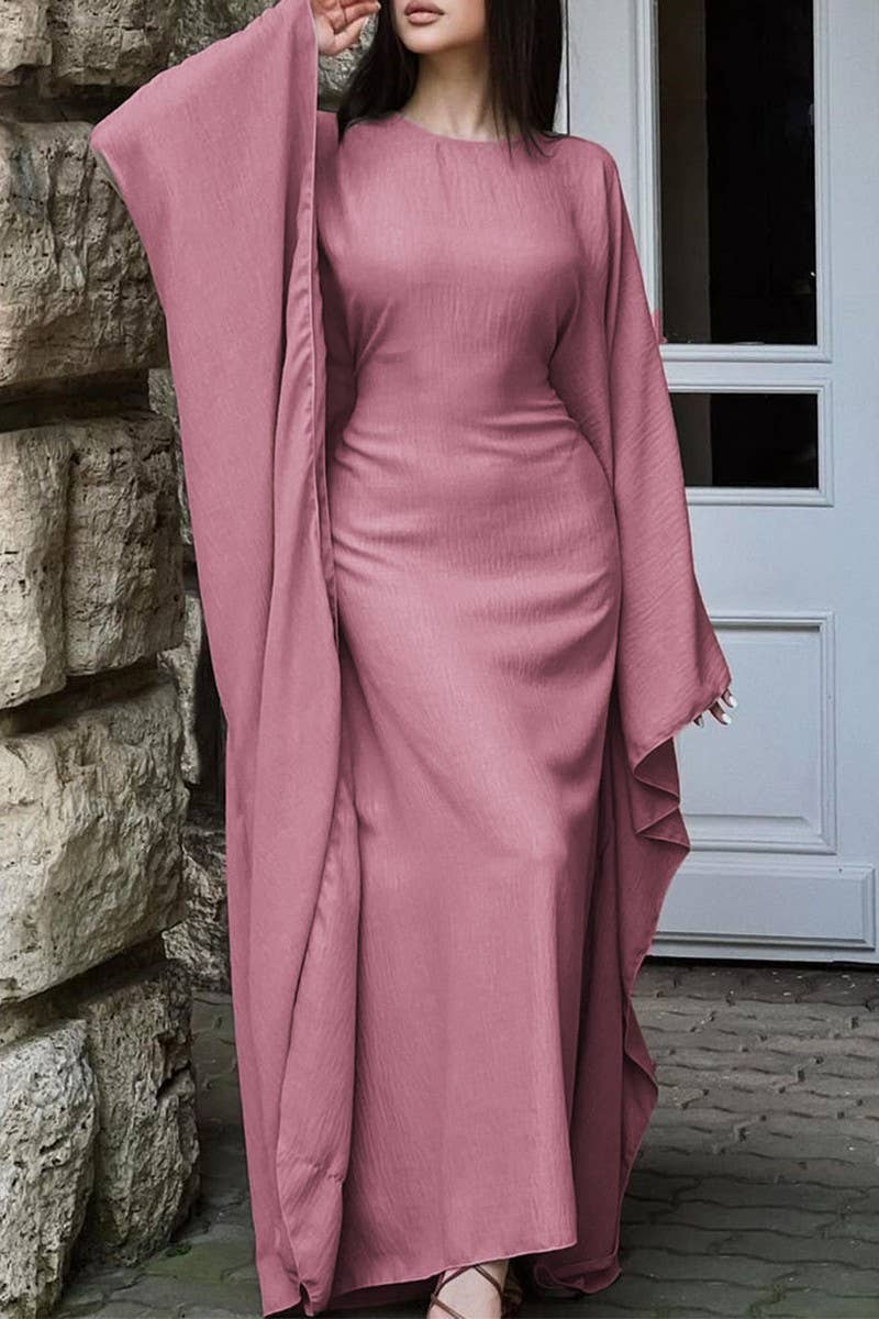 CWDMD01186_ELEGANT SOLID LONG SLEEVE EVENING DRESS