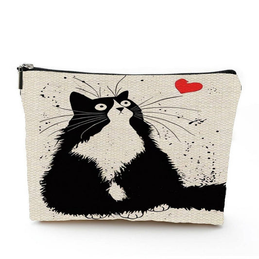 WOMEN LINEN WATERPROOF ZIPPER COSMETIC BAG_CWAB2246