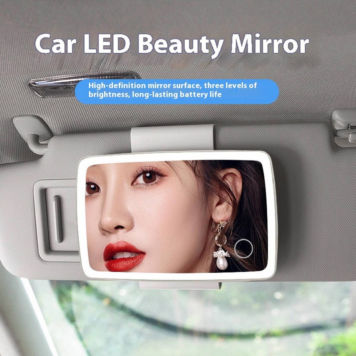 SHATTERPROOF LED CAR MAKEUP MIRROR WITH LIGHT