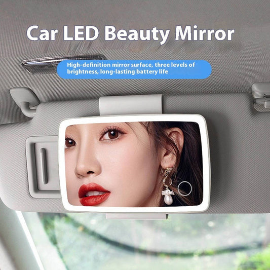 SHATTERPROOF LED CAR MAKEUP MIRROR WITH LIGHT