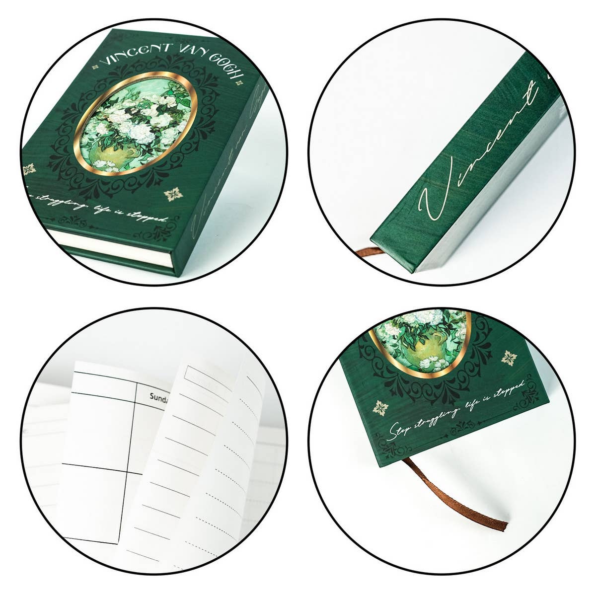 GREEN RETRO ROSE THICK NOTEBOOK