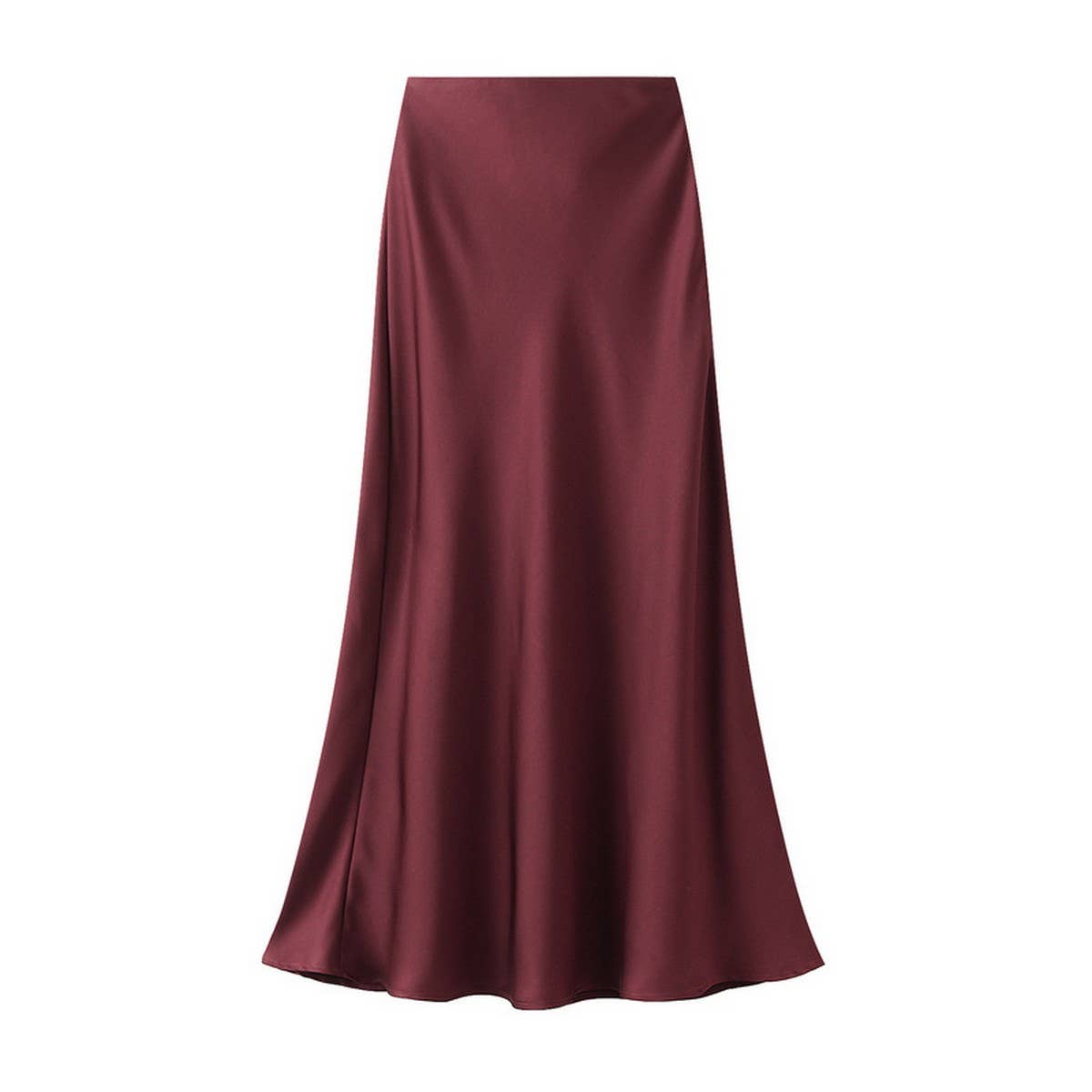 Silky High-Waist Fishtail Bodycon Midi Skirt
