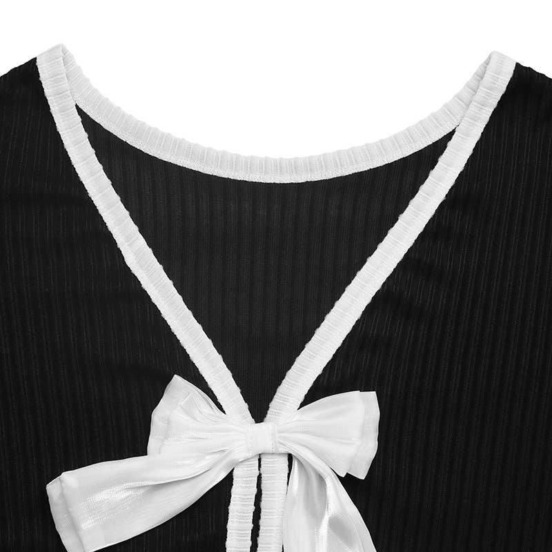 Sexy backless bow design T-shirt