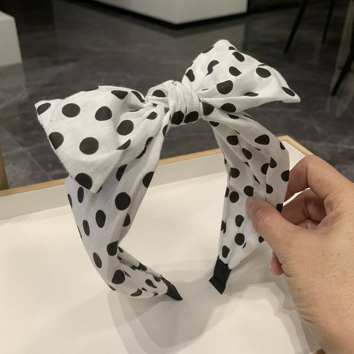 FRENCH STYLE BIG BOW DOT SIMPLE HEADBAND