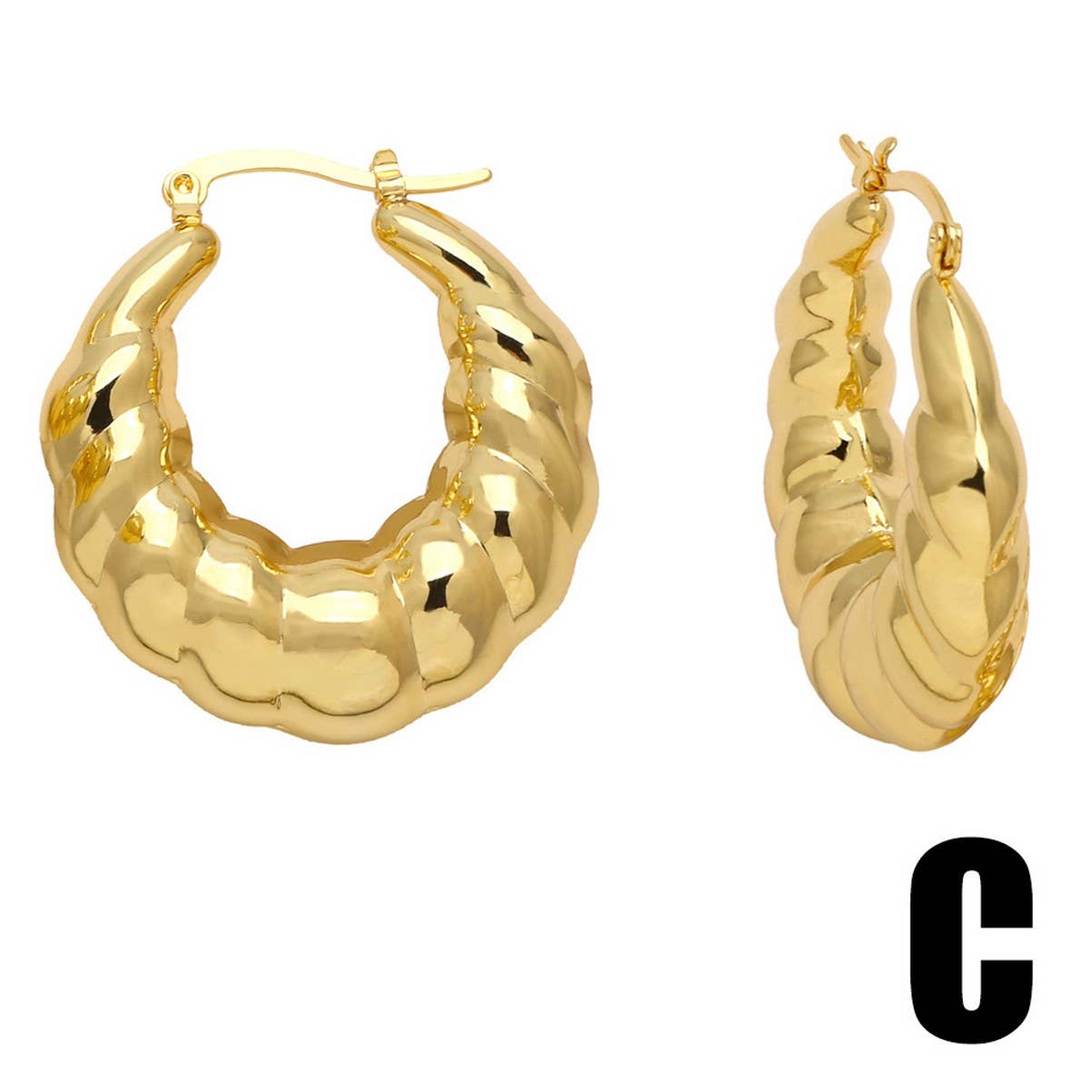 RETRO GOLD PLATED OX HORN EARRINGS_CWAJE1028