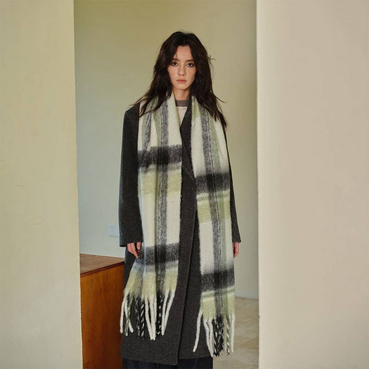 Mint Checkered Oversized Scarf for Winter