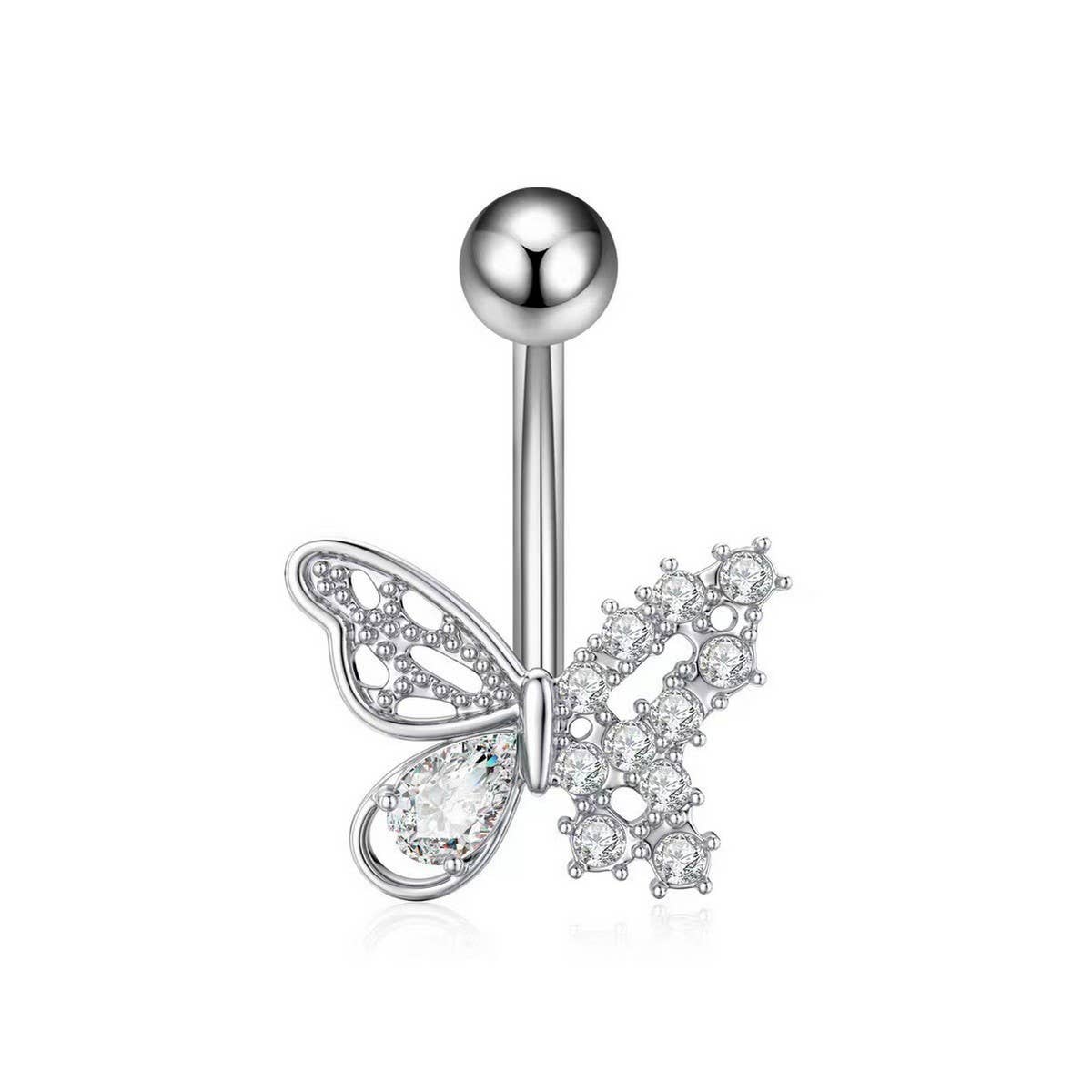 Butterfly CZ Belly Ring Copper Stainless Steel_CWMM9319