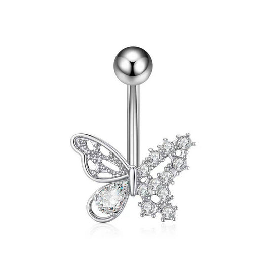 Butterfly CZ Belly Ring Copper Stainless Steel_CWMM9319