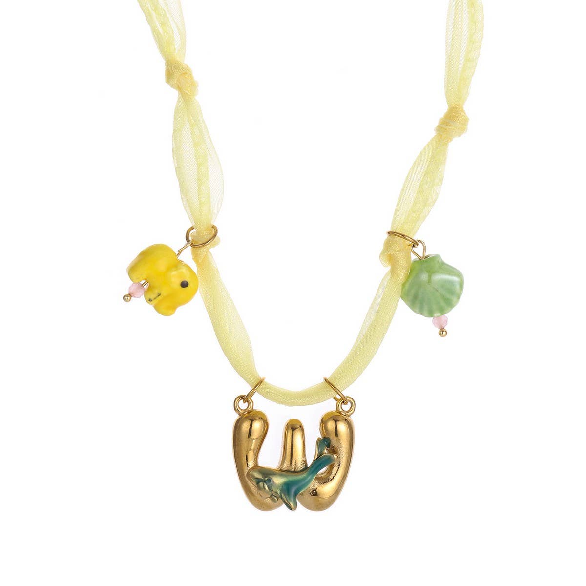 Colorful Scarf Necklace with Fruit Charms