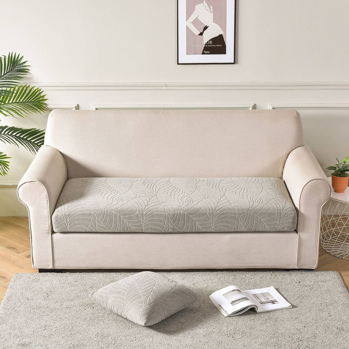 Waterproof Stretch Sofa Cover Solid Jacquard