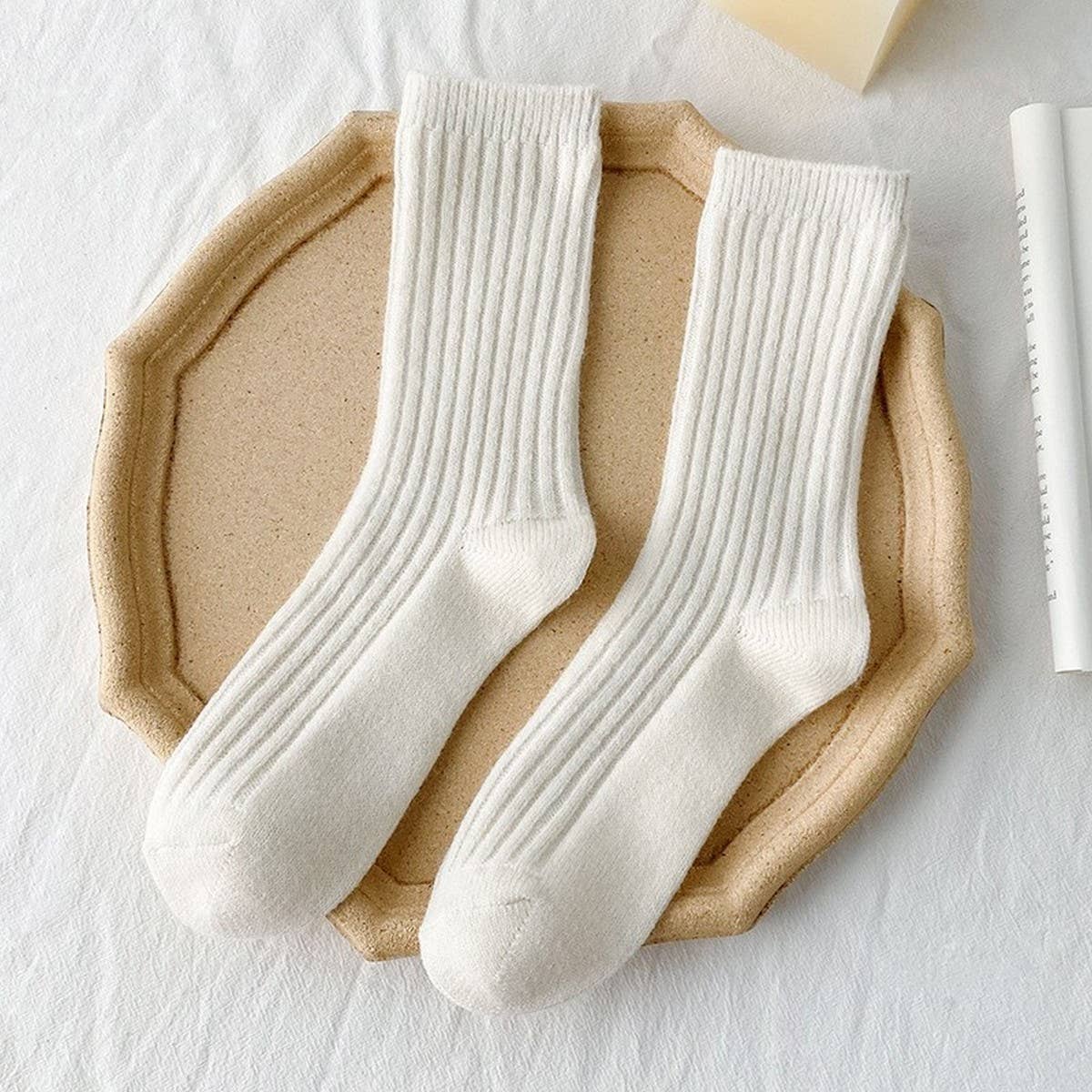 SOLID COLOR ALL-MATCH WARM STACKED SOCKS_CWMS1064