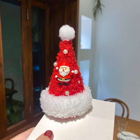 CUTE PLUSH CHRISTMAS PEARL HAT HAIRPIN HEADDRESS