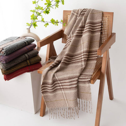 Plaid Tassel Scarf ??Soft Warm Faux Cashmere Wrap_CWASC0997