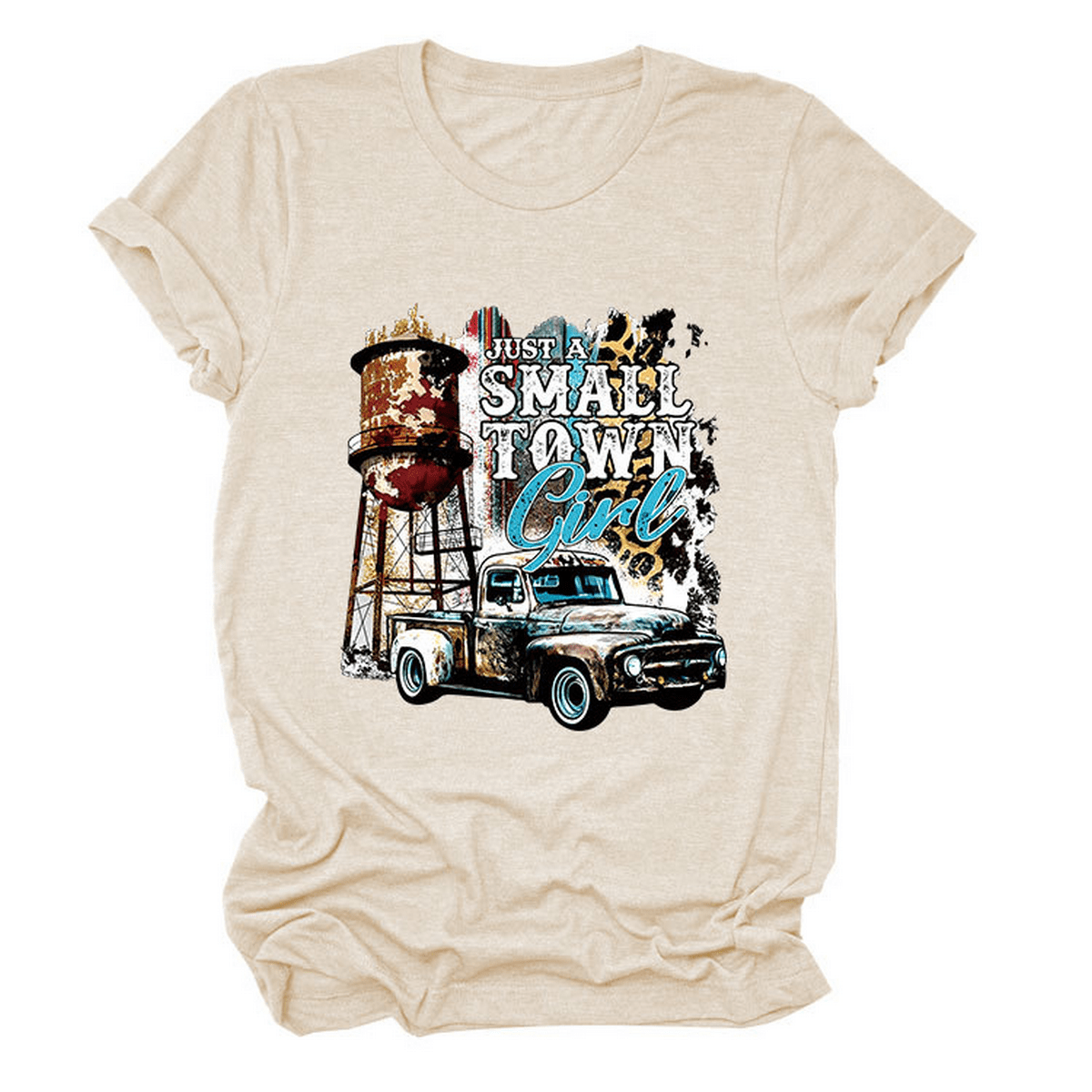 Just a Small Town Girl Print T-Shirt ??Loose Fit_CWTTS1525