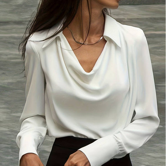 TEMPERAMENT SOLID COLOR SIMPLE COLLAR SHIRT