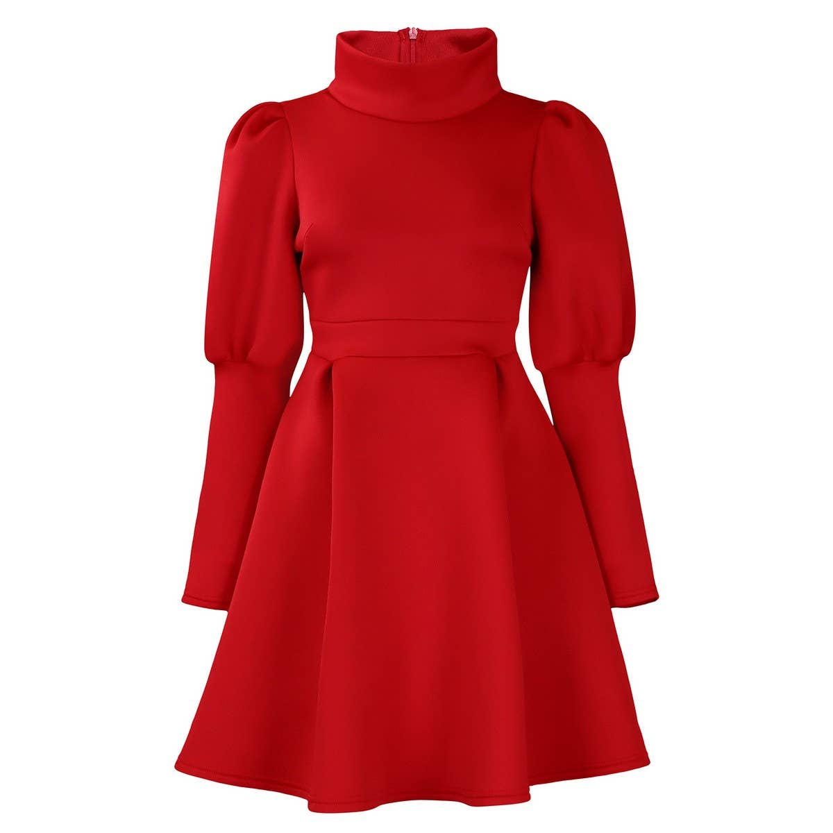 TEMPERAMENT HIGH COLLAR SLIM WAIST A-LINE DRESS