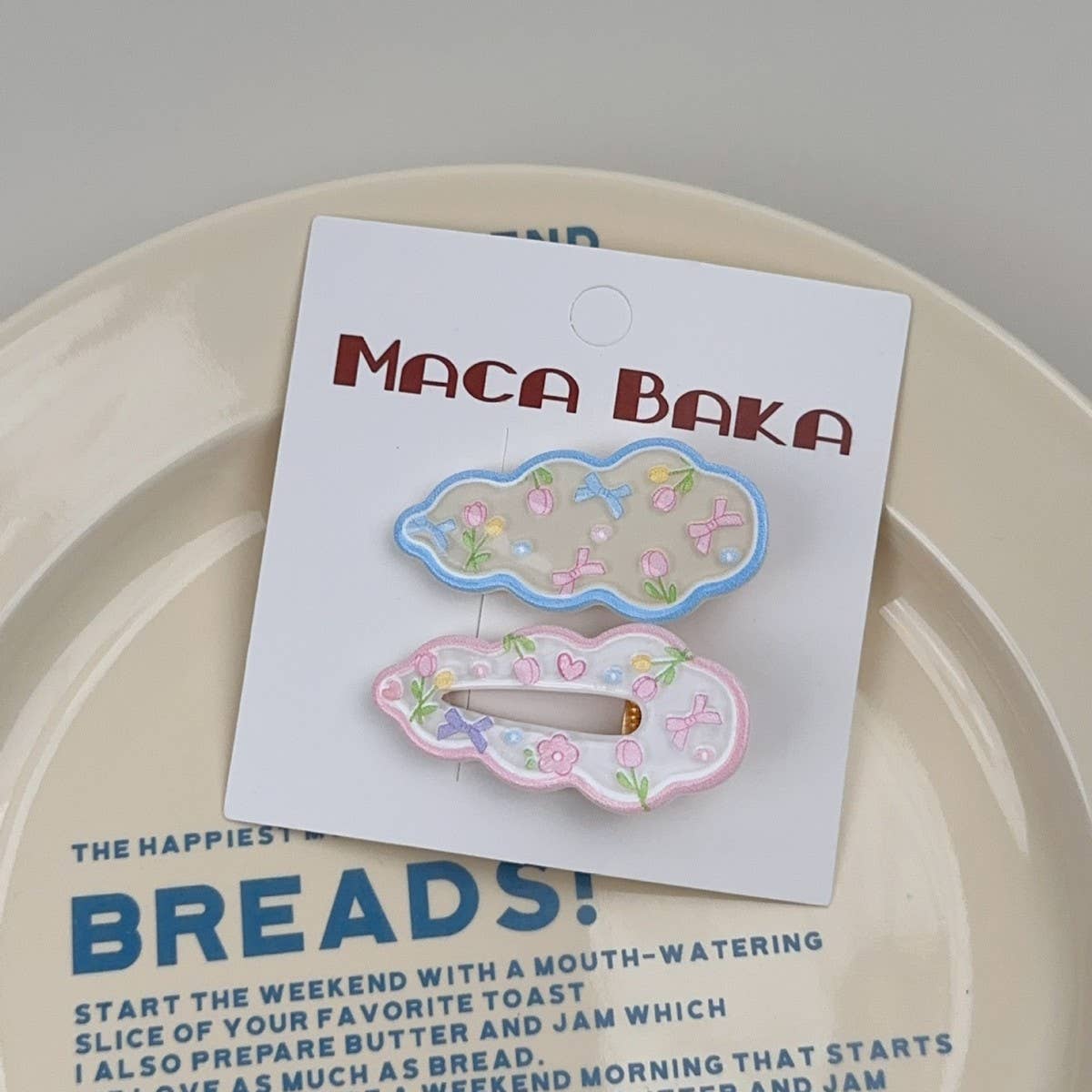 SWEET GIRL FLORAL BOW 2-PACK CLOUD HAIR CLIPS