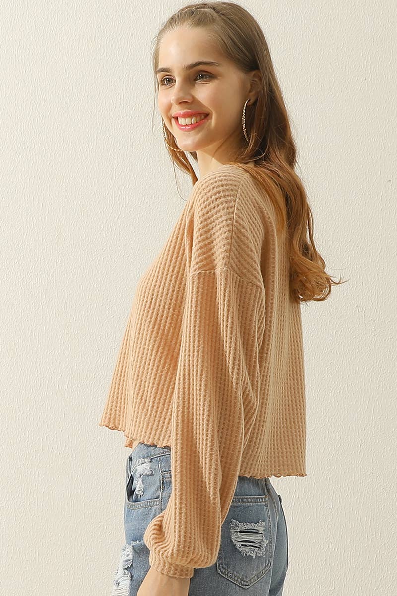 WOMEN V NECK LOOSE LONG SLEEVE BLOUSE_CWTTL1430