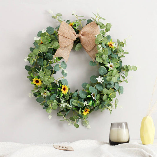Christmas Eucalyptus Sunflower Door Wreath_CWAJE05411