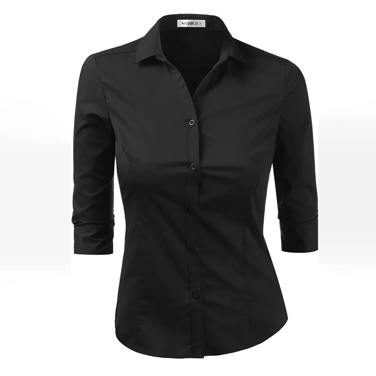 WOMEN SOLID BUTTON DOWN SHIRT_CWTSTL706