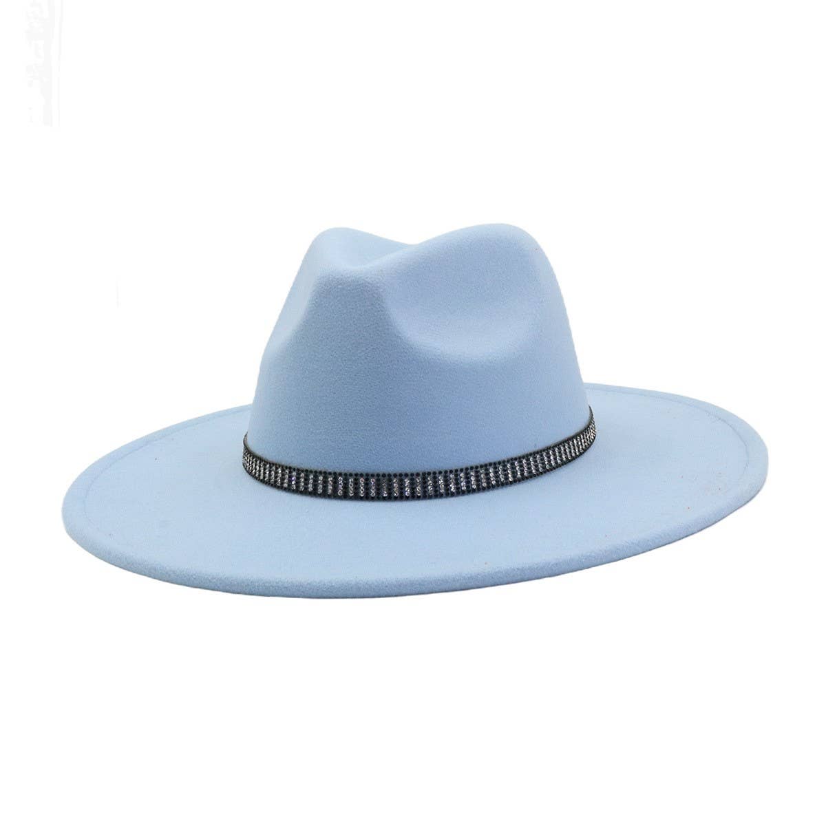 Unisex Wool Fedora Hat Ethnic Flat Brim Style_CWAH04377