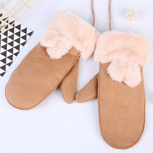 WINTER CUTE BUNNY EARS WARM FLANNEL GLOVES_CWAG0269