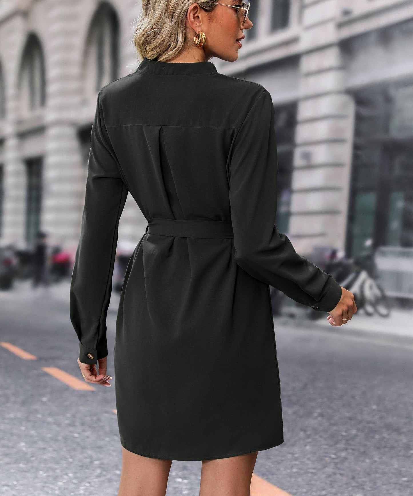 LONG-SLEEVED LACE-UP CARDIGAN DRESS