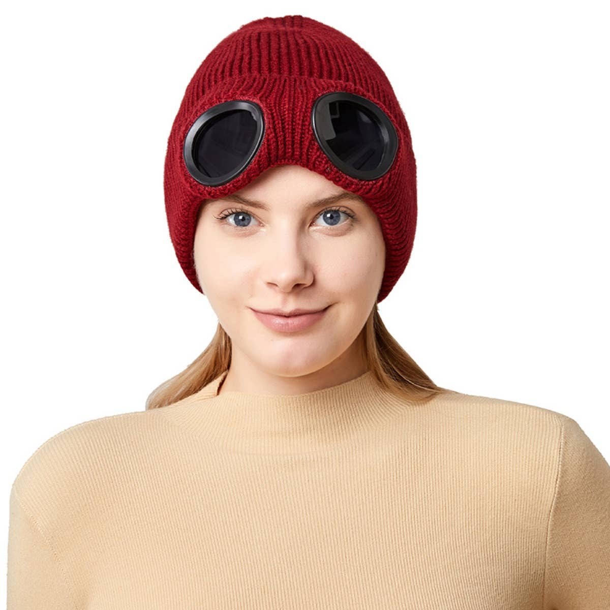 CWAH2210_WINTER WOOL SKI WINDPROOF GLASSES HAT