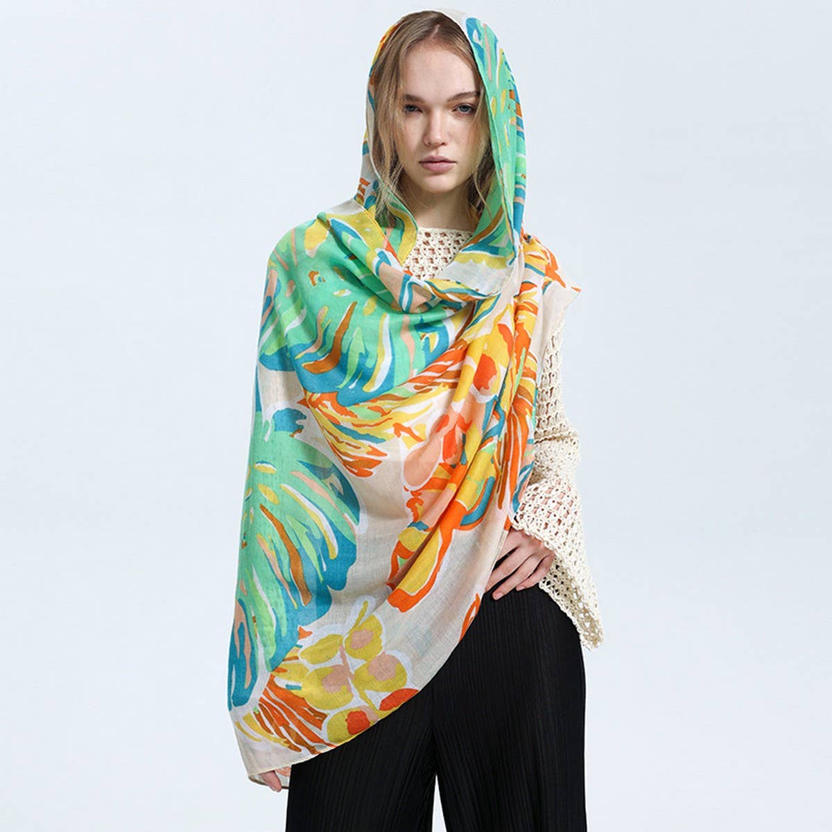 Spring Summer Scarf - Casual Silk Shawl for Women_CWASC0682