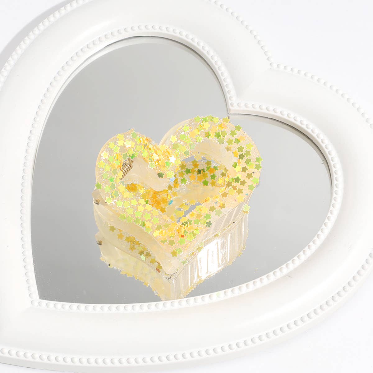 Heart & Star Glitter Hair Claw,Sweet Back Bun Clip