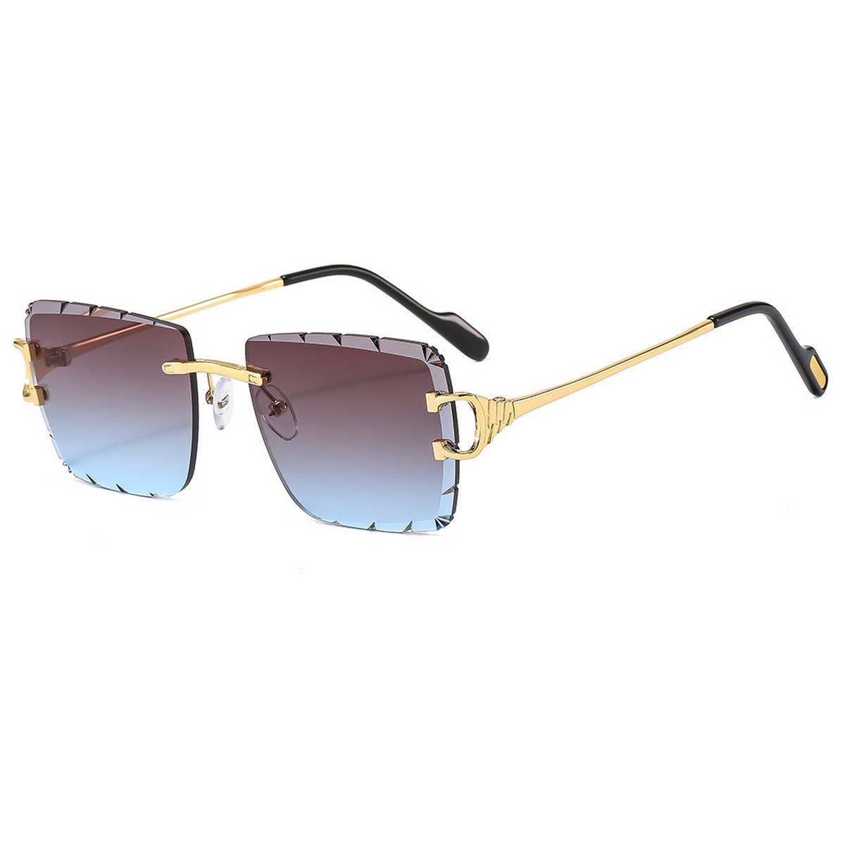 Rimless Cut Edge Ocean Lens Sunglasses Unisex