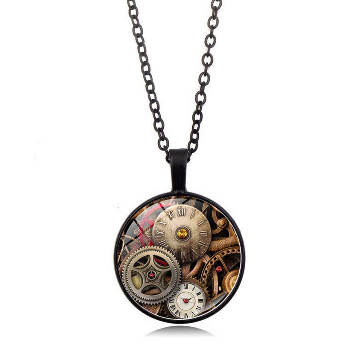 STEAMPUNK MECHANICAL TIME GEM NECKLACE JEWELRY_CWAJE0699