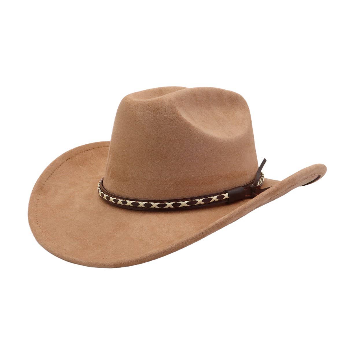 Suede Cowboy Fedora Hat Western Ethnic Style_CWAH04416