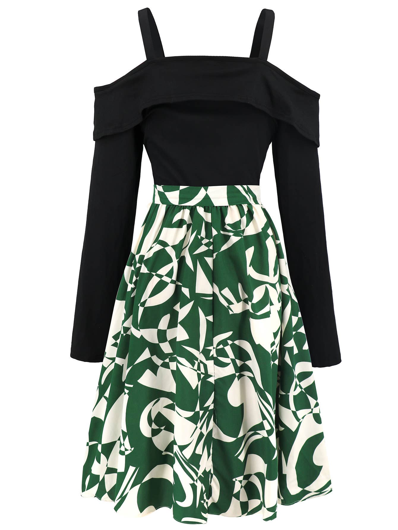 Long Sleeve Off-Shoulder Floral A-Line Dress