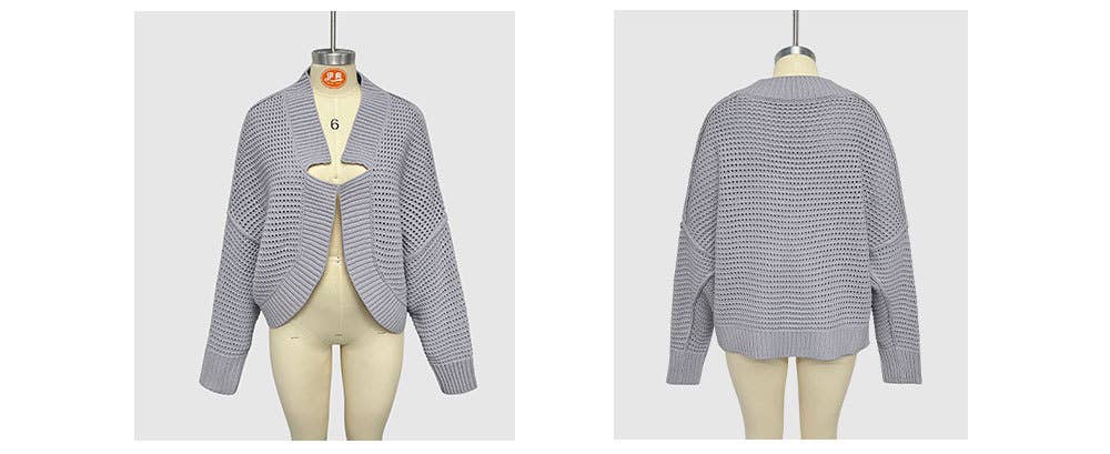 STYLISH V-NECK BAT-SLEEVED CARDIGAN SWEATER