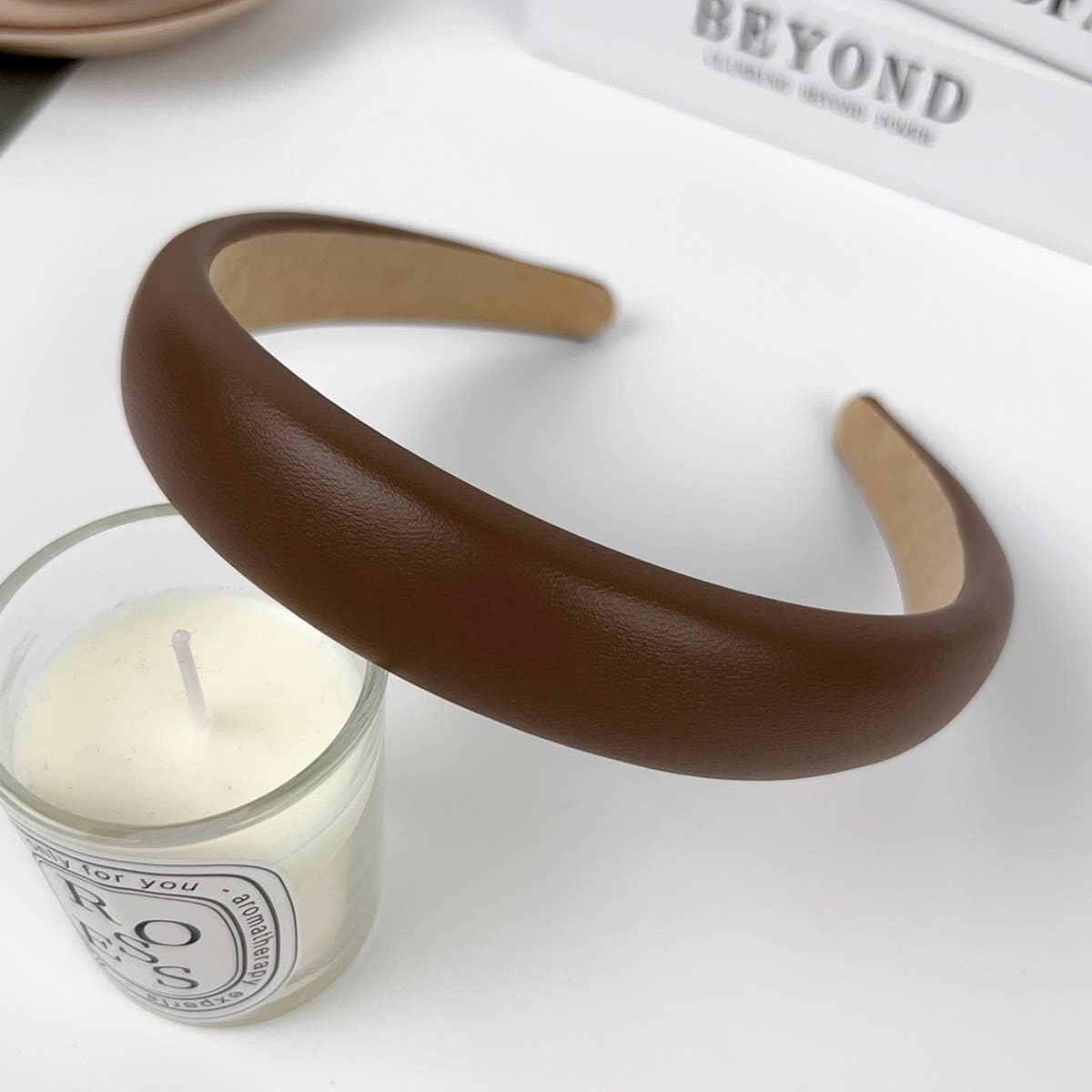 Solid wide-sided sponge high cranial top hairband