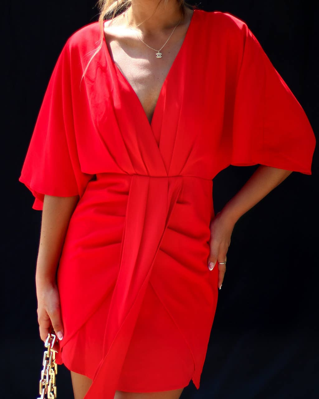 Solid color temperament elegant irregular dress