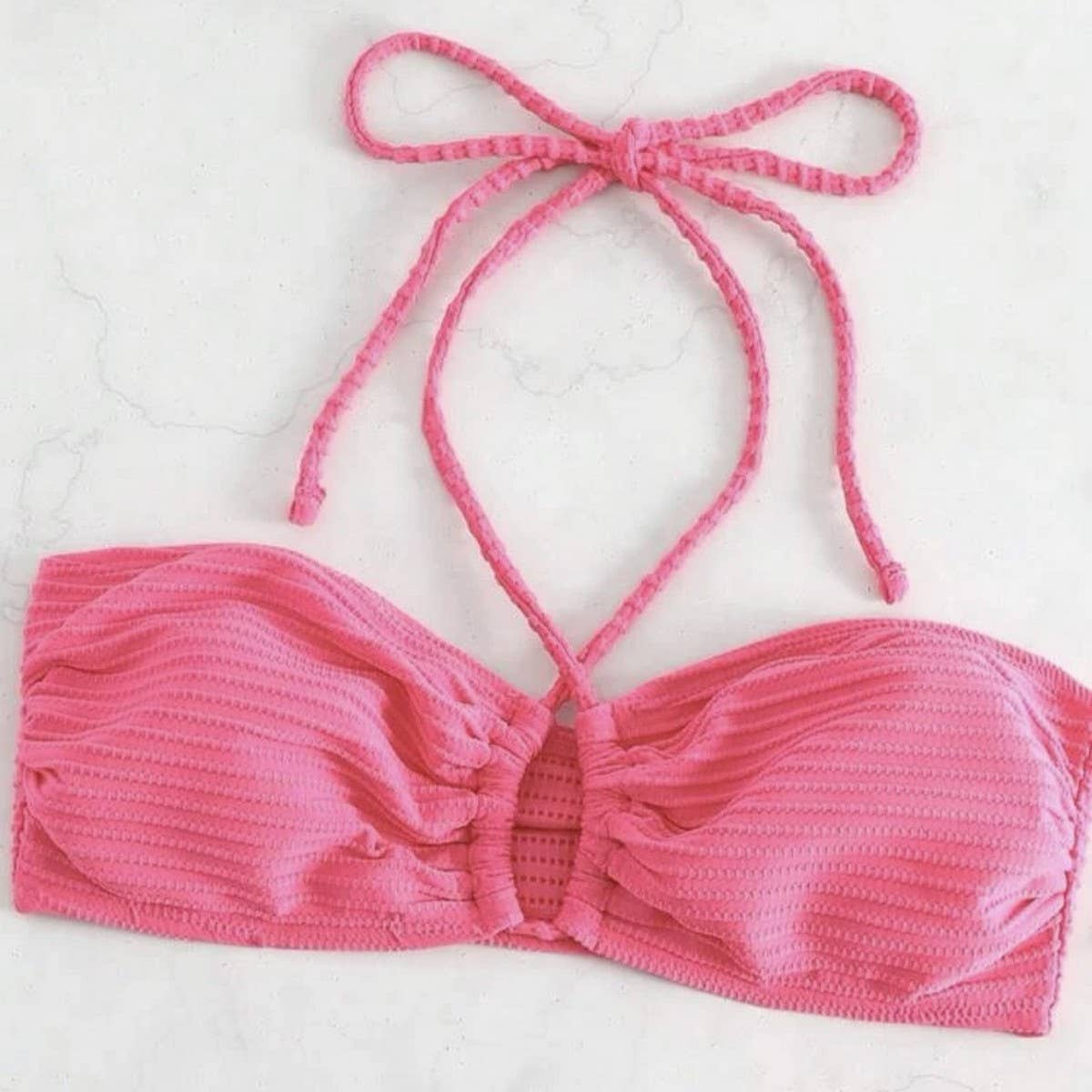 3 Piece Bikini Set - Halter with Mesh Skirt_CWMW0146