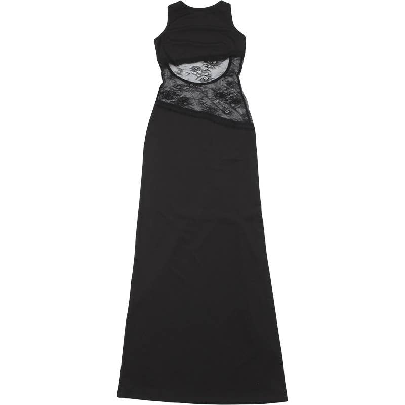 SEXY SLIM PATCHWORK LACE BACKLESS DRESS