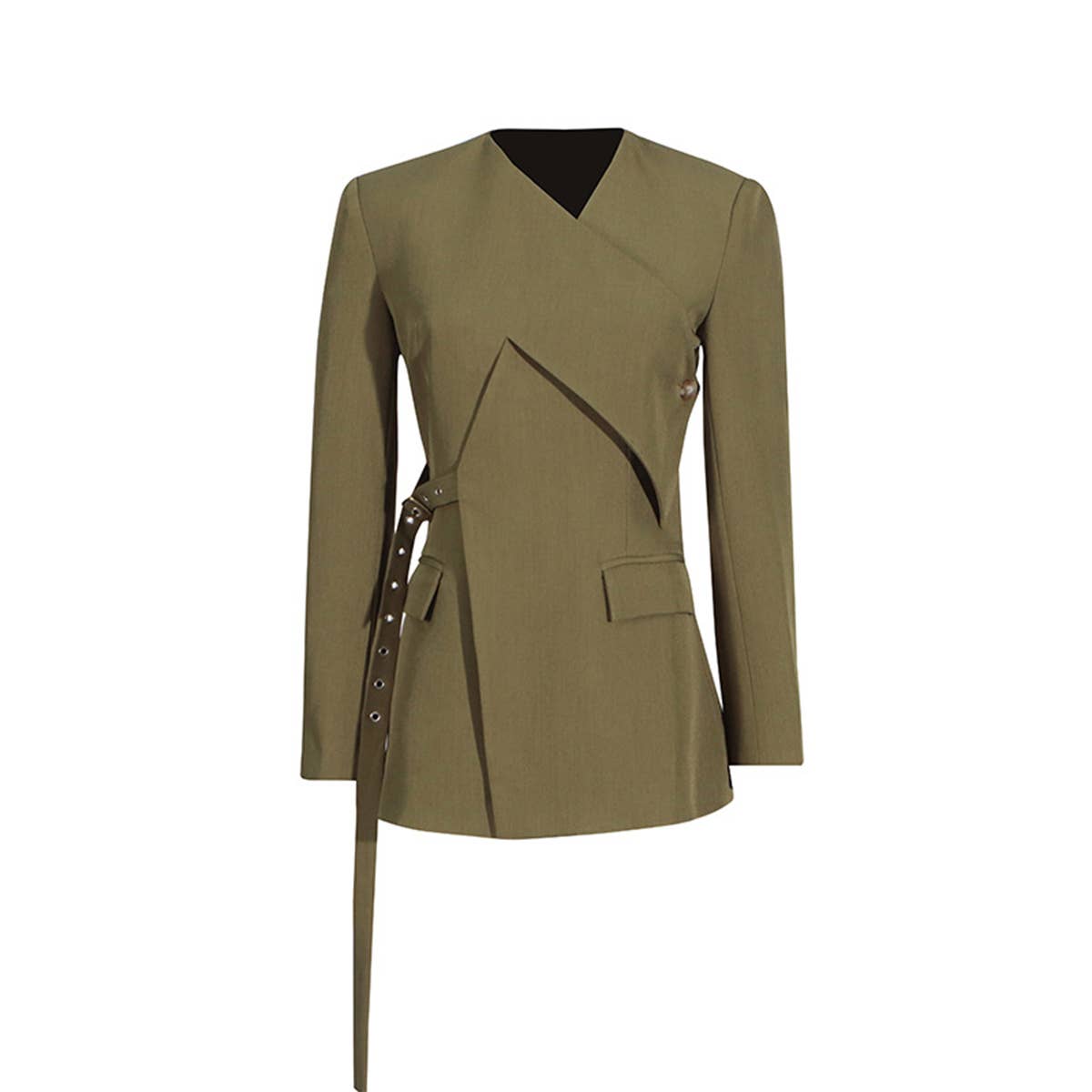 Chic V-Neck Belted Blazer Jacket for Women