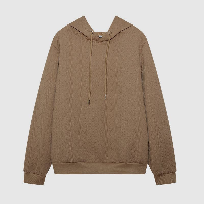 JACQUARD HOODIE LACE-UP LONG-SLEEVED LOOSE HOODIE