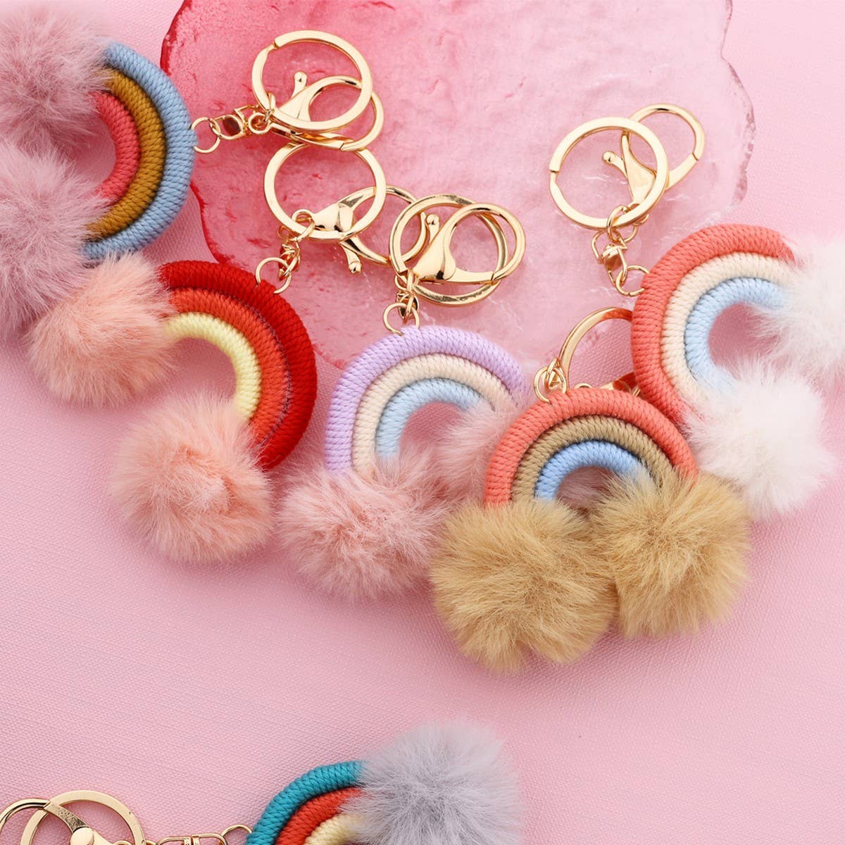 Keychain Cotton Woven Car Pendant Boho Pom Pom_CWAB5017