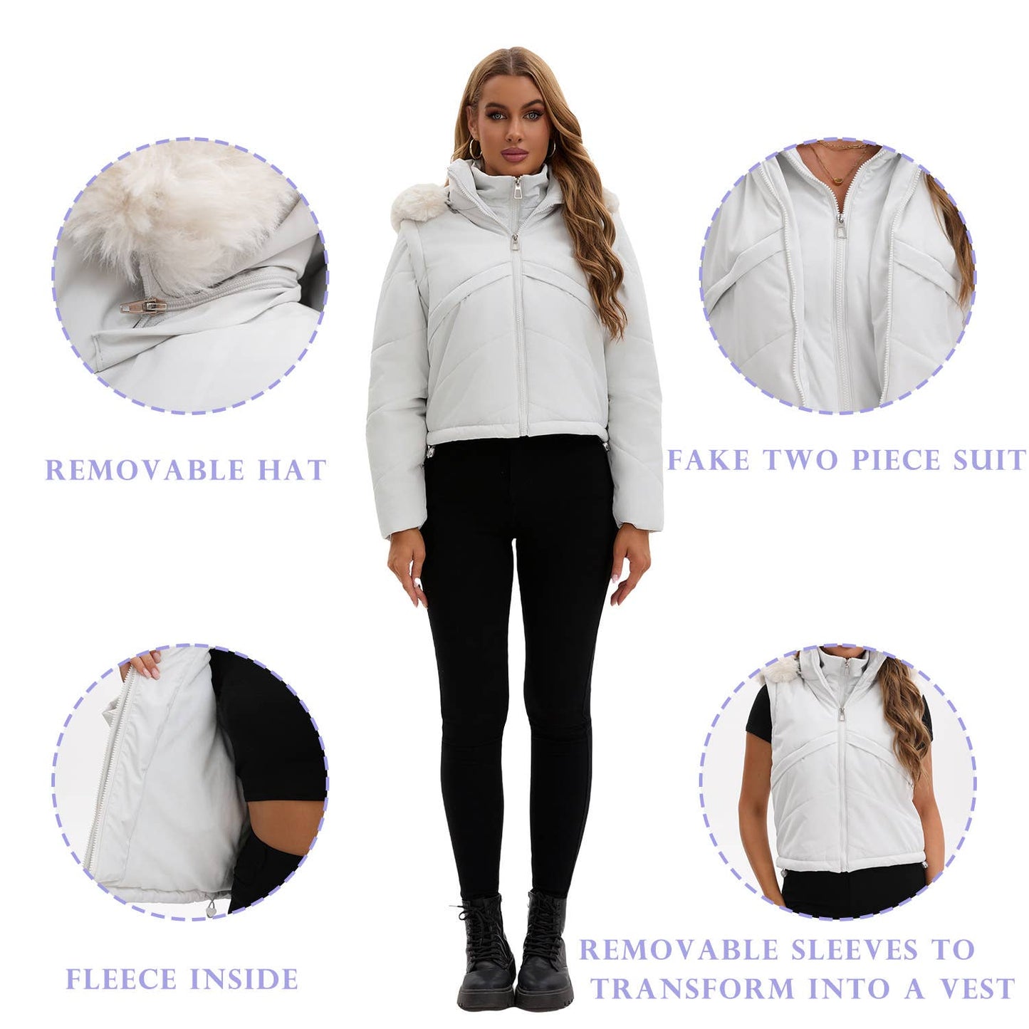 Two detachable cotton-padded jackets