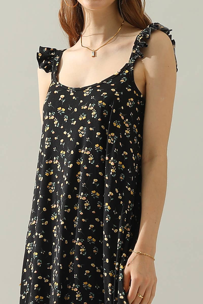 CWDMD542_MAXI RUFFLE DETAILED SLEEVELESS DRESS