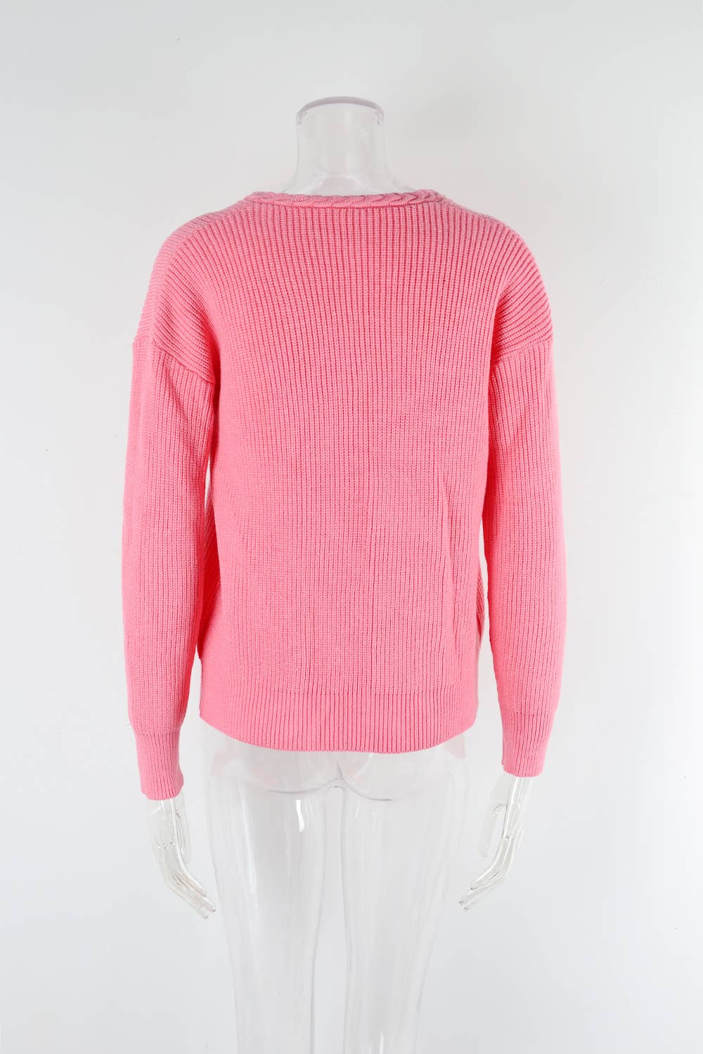 V-NECK TWIST SLIM SOLID COLOR SWEATER PULLOVER