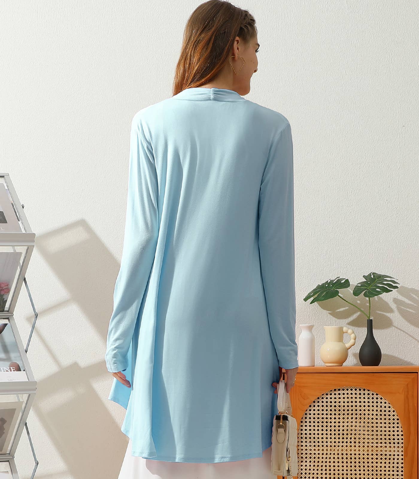 AWTL074_Long Sleeve Casual Open Front Long Cardigan