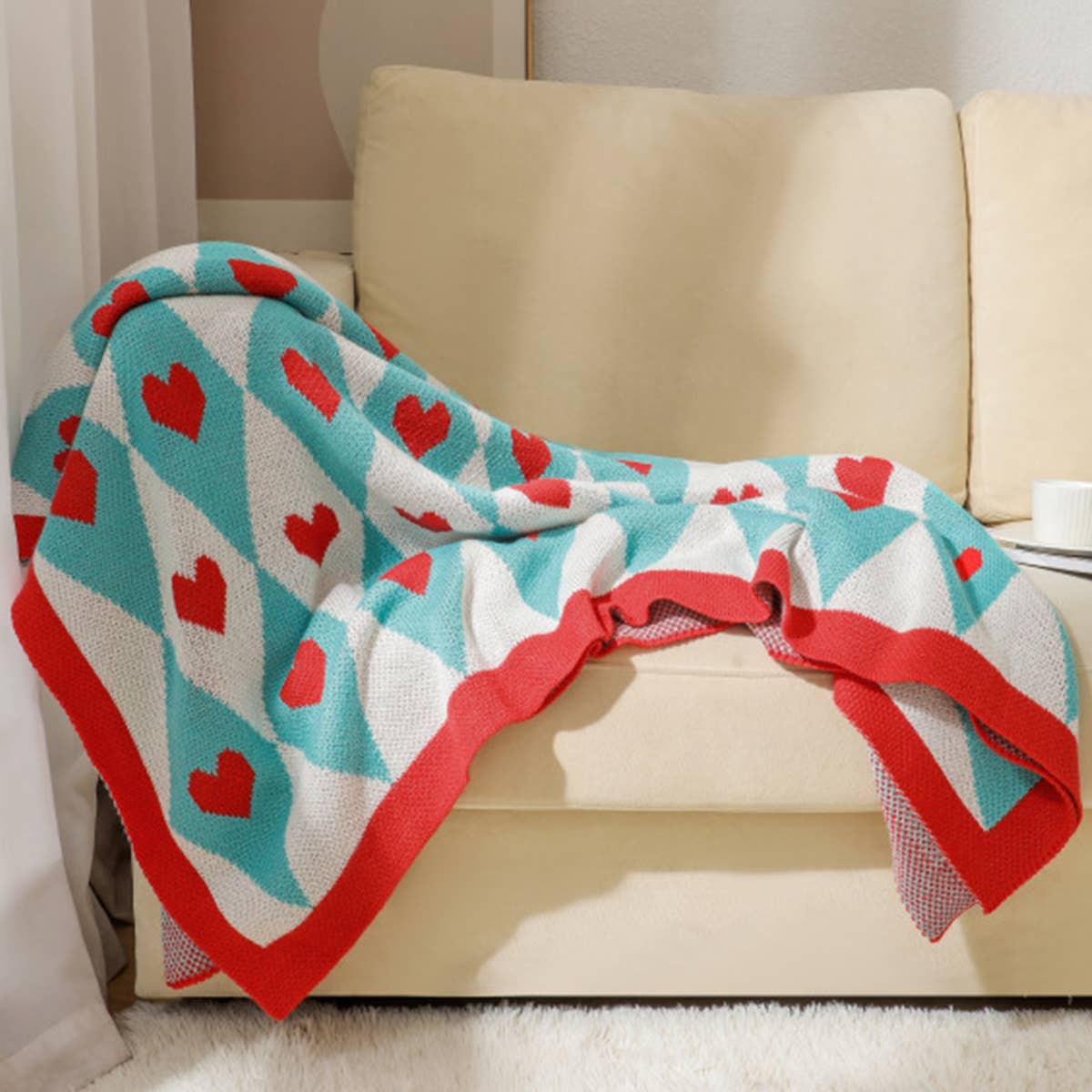 SOFT COZY KNIT SOFA BLANKET FRINGED SHAWL_CWASC0155